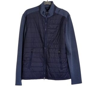 Johnnie-O Calvin 2 Way Full Zip Polar Blue Quilted Puffer Jacket Men's Medium